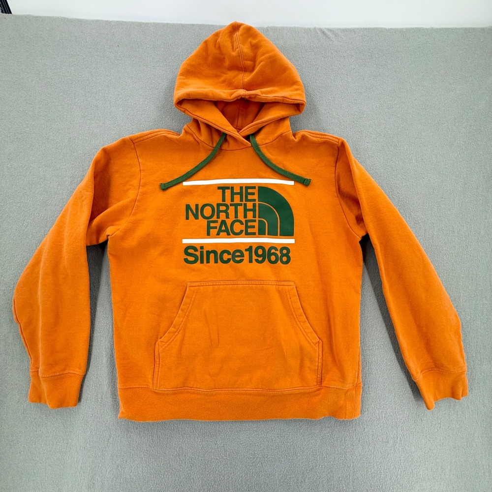 The North Face Orange Oversized Hoodie Pullover Sweatshirt Men‎